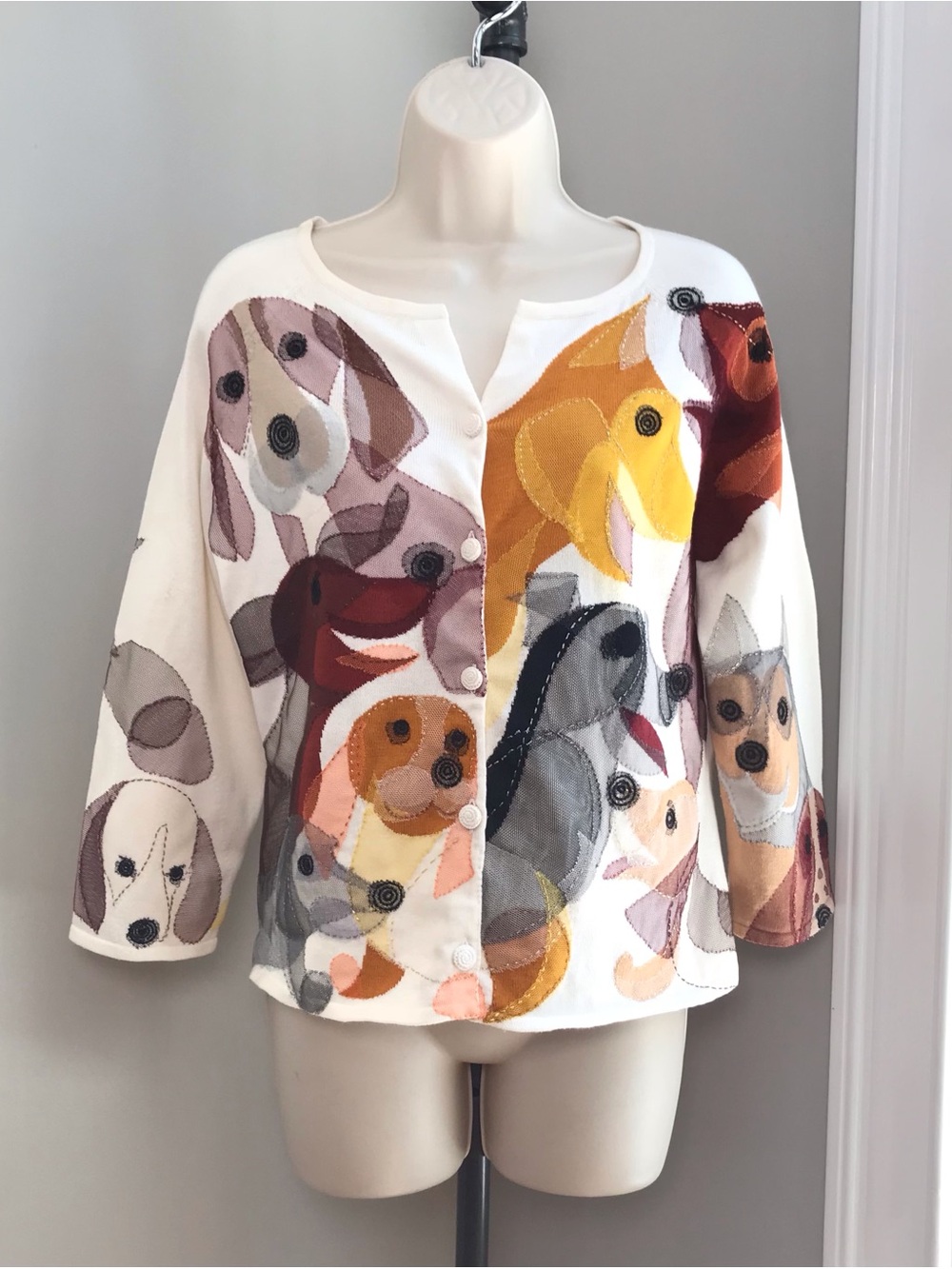Vintage Michael Simon Dog Lovers Cardigan Sweater ~ Women’s Small